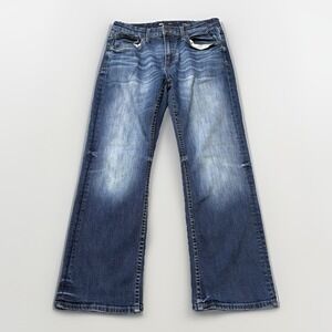 BKE Jake Jeans Mens 32x30 (Fits 31x28) Dark Wash Whiskered Bootcut Stretch Denim